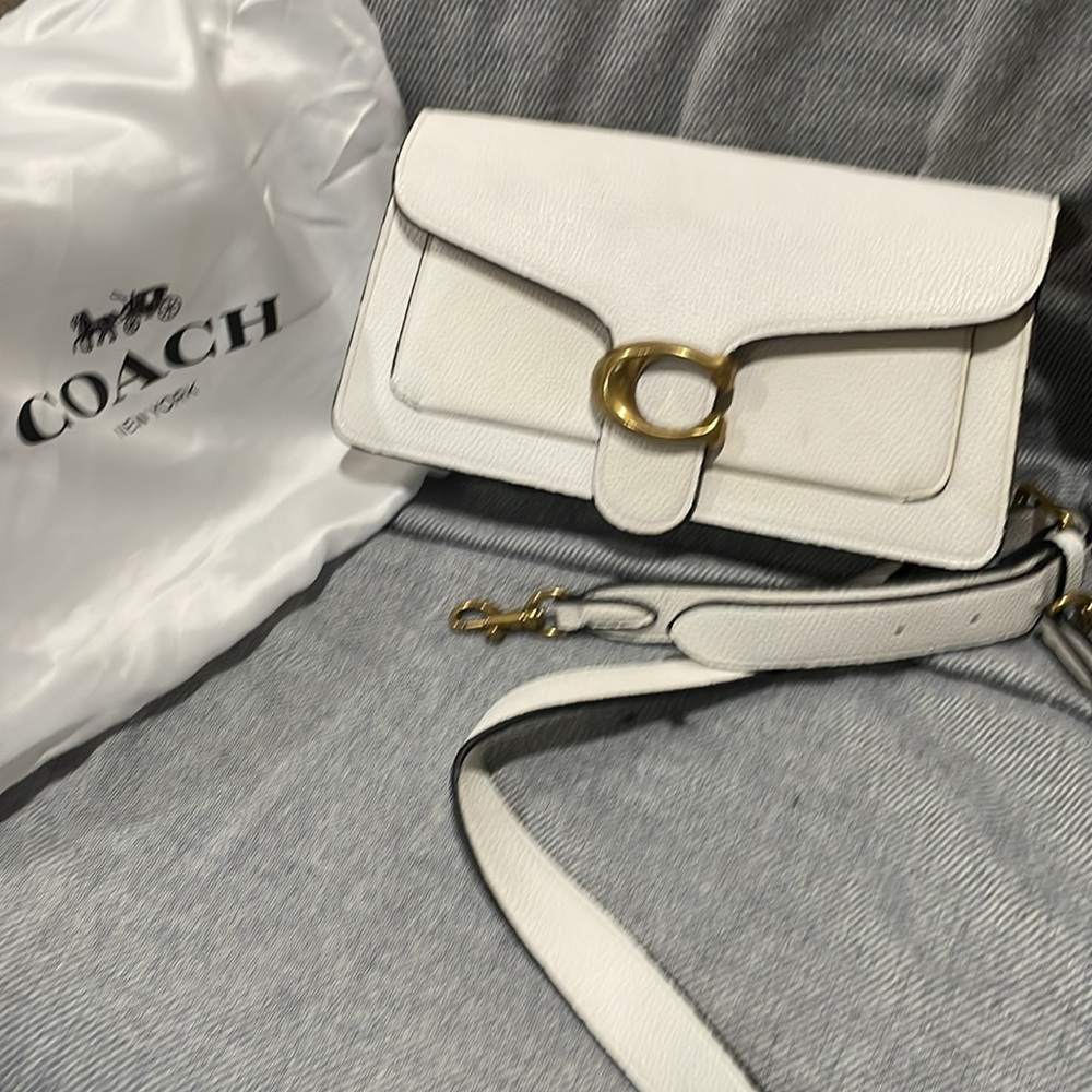 Coach White Shoulder Bag with Gold Accent